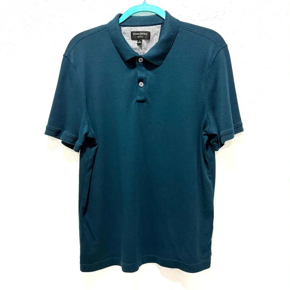 Banana Republic 100% cotton Teal‎ men's polo Shirt L